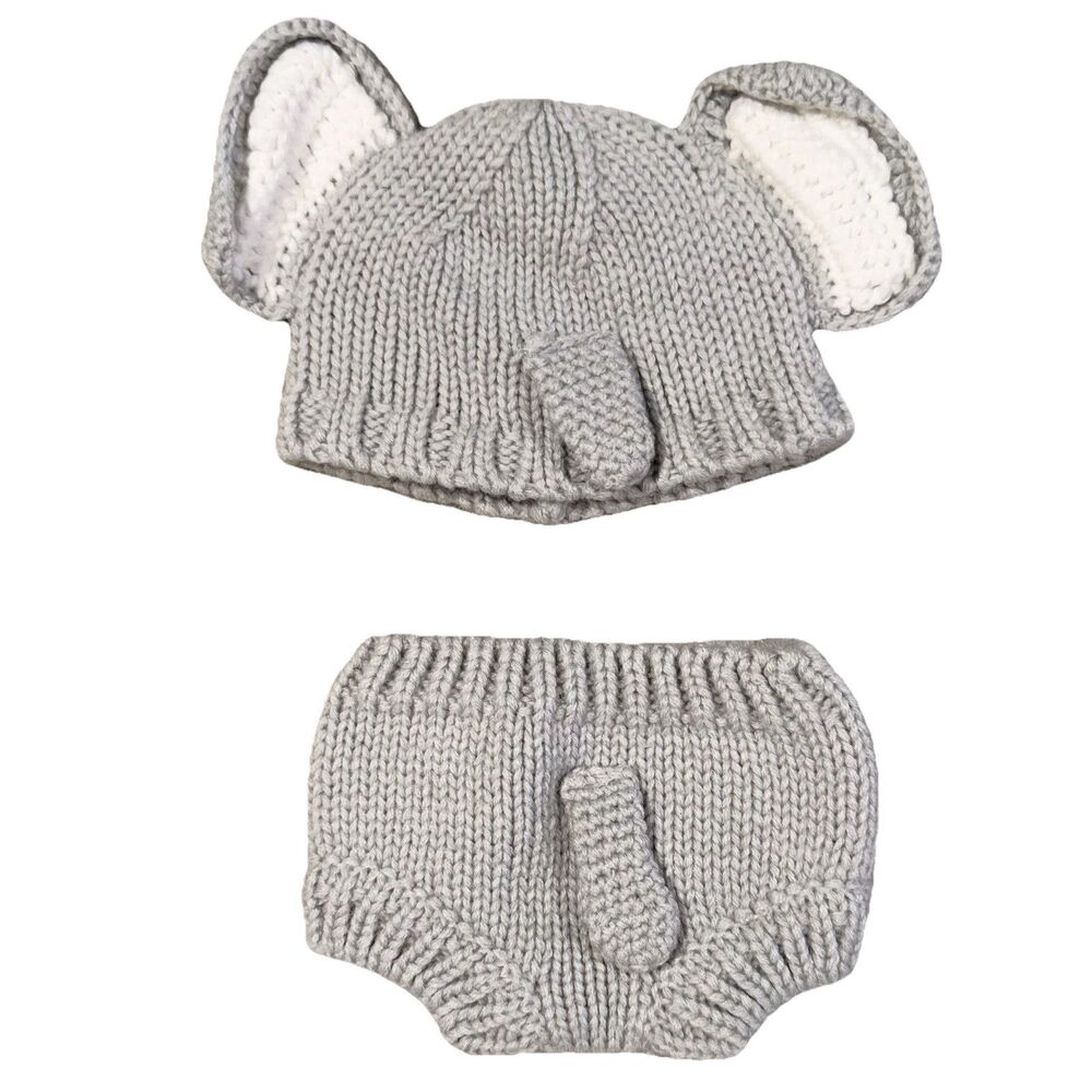 Newborn Baby Elephant Crochet Outfit Set Baby Elephant Costume 0-3M Boy Girl EUC